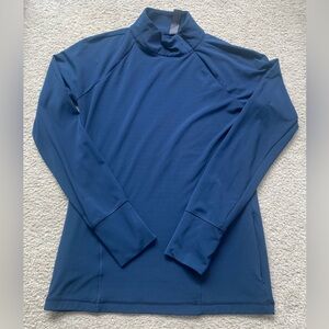 Yogalicious Women Navy Blue Half Zip Top Jacket (size medium)